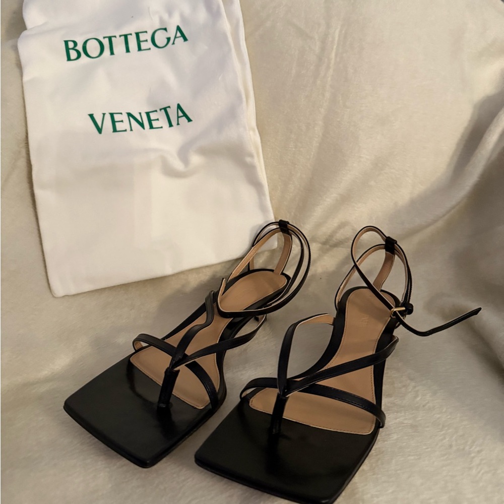 Bottega Veneta Black Strappy Heels